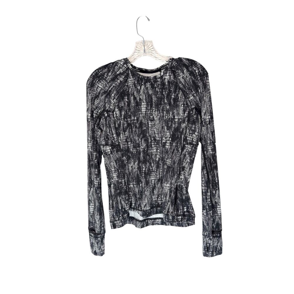 Lululemon Shirt‎ Black White Long Sleeve Gym Workout Active Crewneck Size 4